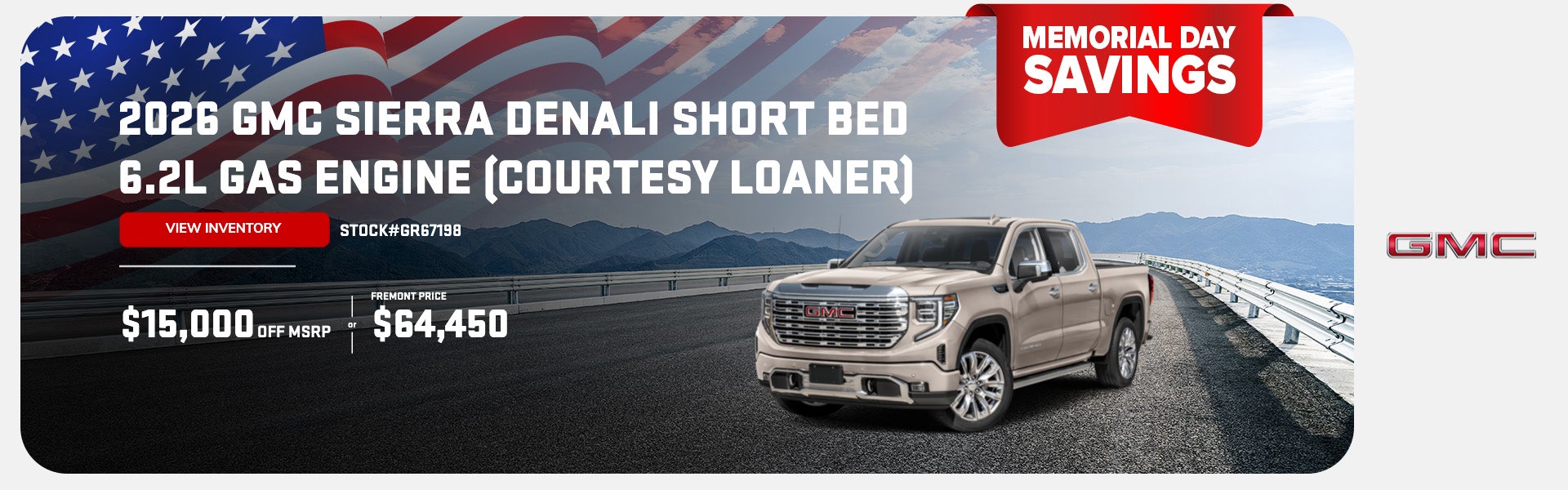 2026 Sierra Denali Short bed 6.2L GAS ENGINE (COURTESY LOANE